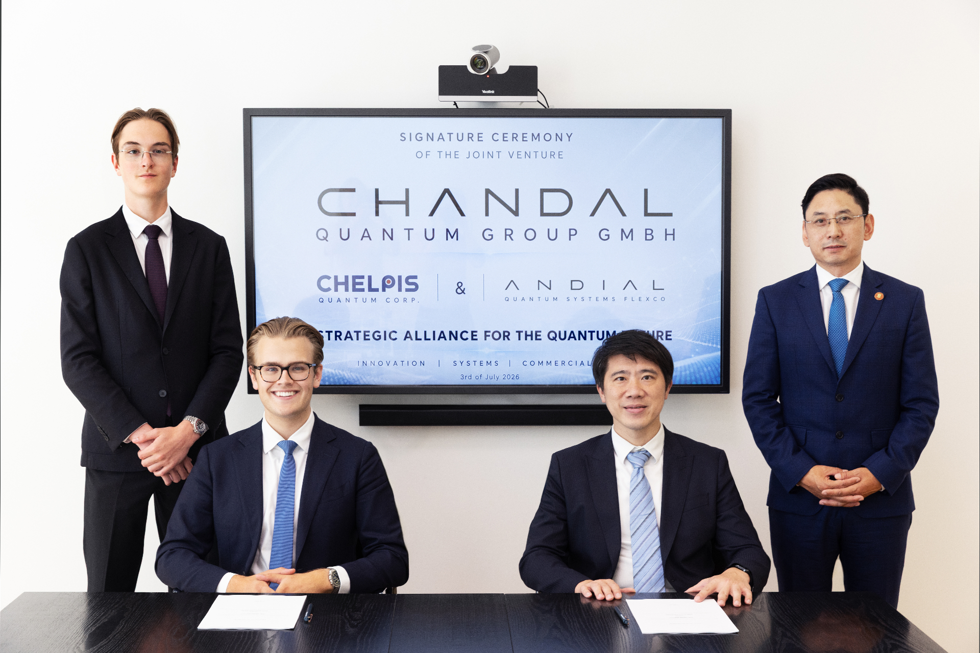 Unterzeichnungszeremonie des CHANDAL Quantum Group Joint Ventures, Wien, 3. Juli 2026.