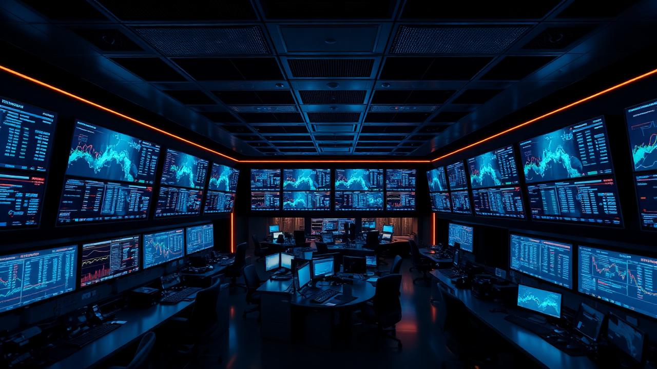 Trading floor with market data walls