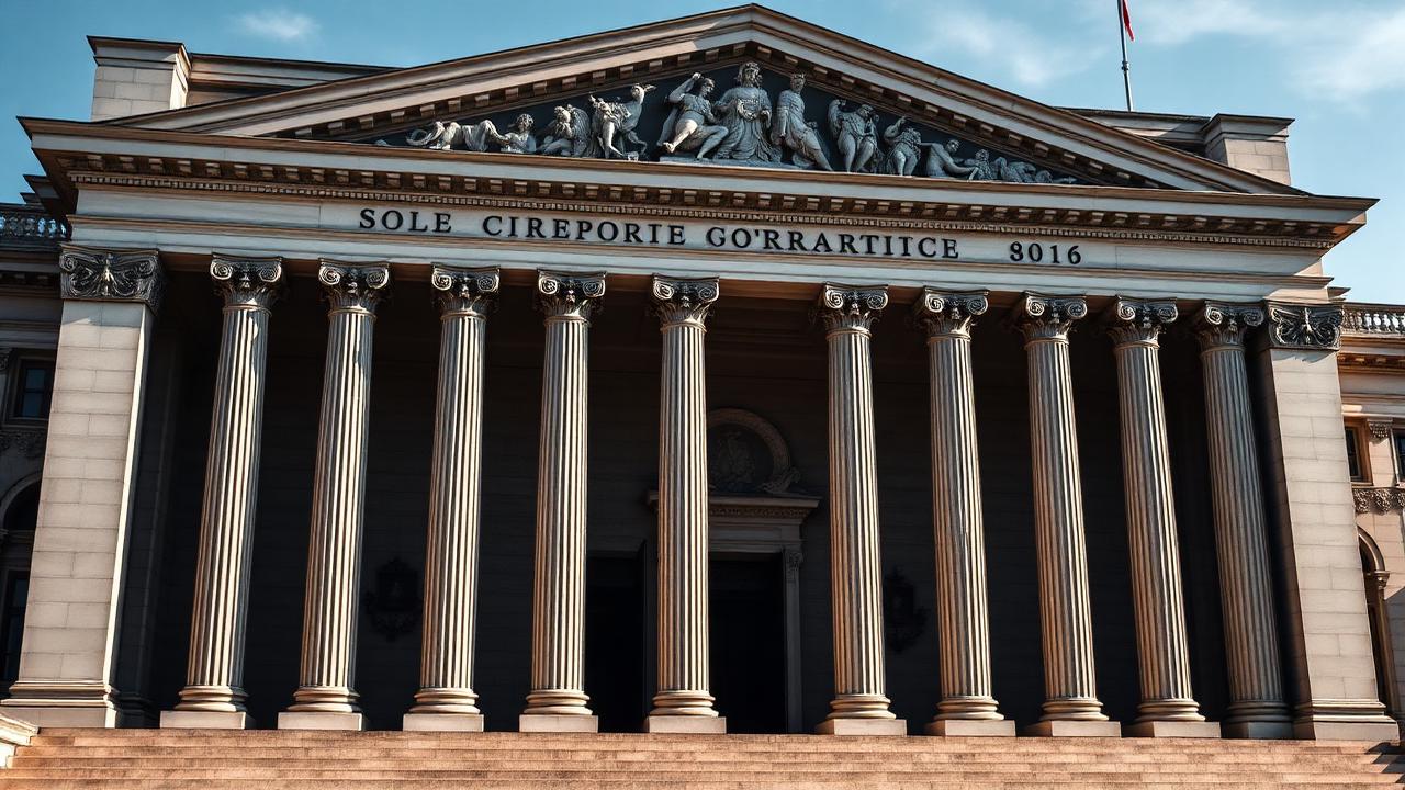Neoclassical government building facade